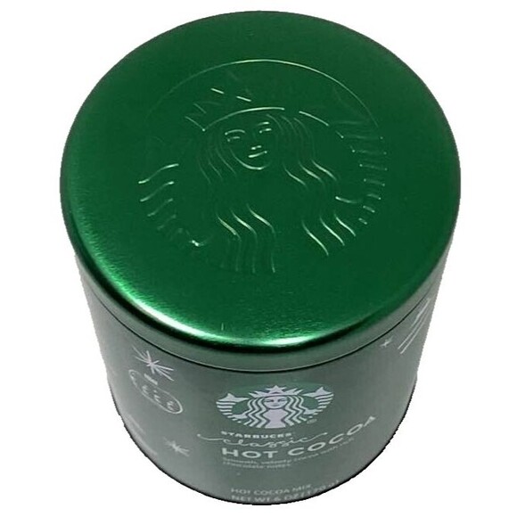 Starbucks Classic Hot Cocoa Tin Metal Can Canister EMPTY 6 oz Holiday Green - Picture 6 of 9